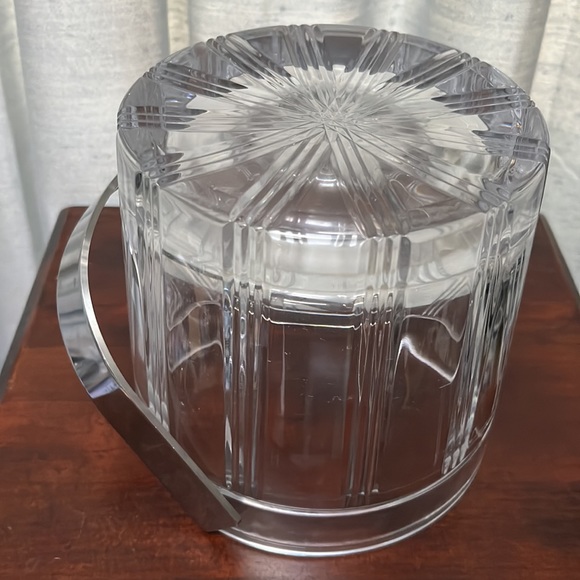 Signed Miller Rogaska Crystal Ice Bucket “Deco” Pattern w/ Handle, Disco… - Picture 8 of 11